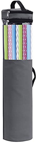 Lange Geschenkpapier-Organizer-Tasche, 107 X 22,3 Cm, Geschenkpapier-Aufbewahrungstasche mit Transparentem Fenster, Geschenkpapier-Organizer mit Griffen und Reißverschluss für 40 Rollen mit(Grau)