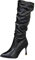 Spicy Girl PU Partito Moda Ginocchio Stivali Alti Tacchi Alti Sopra il Ginocchio Pieghe Camoscio Stivali Lunghi Coscia Alta Pelle Stivali per le Donne Largo Vitello, Nero , 37 EU