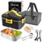 Lunch Box elettrico per auto/camion/ufficio, 75W 1.8L Lunch Box portatile rimovibile in acciaio inox con borsa isolante, 12V/24V/220V