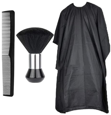 EULAPGOE Cape de Cheveux, Capes de Coiffeur de Salon Pleine Longueur, Robe de Coiffure Cape de Coiffeur en Nylon avec Brosse Plumeau de Cou