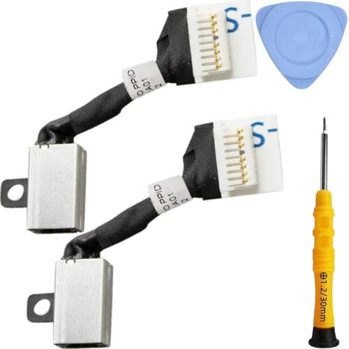 ZHUROUPU 2Pcs 45W DC Jack Power Cable Plug Charging Port Cord Socket Laptop Replacement for Dell Inspiron 15 5582 5583 5584 7580 P85F P85F001 for Latitude 3500 3400 with Cable Sleeve, Pry Tool