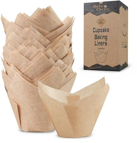 100 Caissette Muffins Papier Jumbo, Diamètre de la Base 7 cm, Moule Muffins Papier XXL, Non blanchi et Sulfurisé, pour Fête