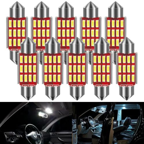 CJBIN Auto LED Innenbeleuchtung, 10 Stück 36MM 288 Lumen Led Auto Innenraumbeleuchtung, 12V 1.8W Led innenraumbeleuchtung Birne Auto, Auto Innen Beleuchtung, Einfach zu Verwenden, Weiße Licht