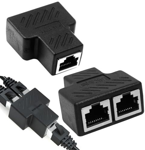 Répartiteur Ethernet RJ45, Switch Ethernet 1 à 2 Ports, 2 PCS Repartiteur Cable Ethernet RJ45, Coupleur Ethernet Raccord vers LAN Rallonge, Ethernet Coupleur RJ45, pour Ethernet Cat5/Cat5e/CAT6/Cat7