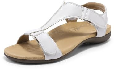 DREAM PAIRS Sandales Plates pour Femmes Confortables Sandale d’été Pratiques et Elégantes,Size 40.5,Blanc,DWUMFS2508