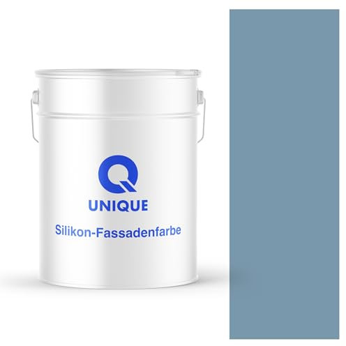Q UNIQUE Fassadenfarbe Jeansblau 10L – Silikonharz-Außenfarbe, Wetterfest, Selbstreinigend, Hohe Deckkraft, UV-Beständig, Für WDVS, Beton & Mineralische Untergründe