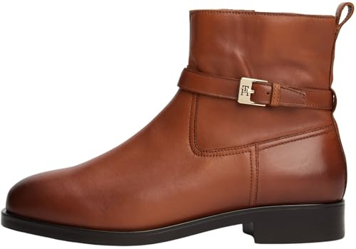 Tommy Hilfiger Women's Buckle Leather Riding Ankle Boots, Brown (Cinnamon Bark), 7.5