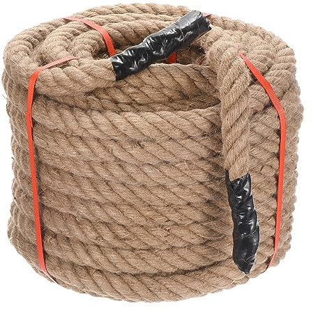 Corda di iuta naturale, 50 mm x 15 m, resistente, intrecciata in manila, per artigianato, giardinaggio, impacchettamento tiro alla fune e decorazione per la casa, corda di iuta ecologica
