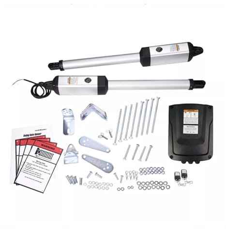 EDEDE Motor Puerta Corredera, Abridor de Puerta batiente Doble MK1102/230V, 300kg por Hoja con 2 Controles remotos, Operador de Puerta automático Alimentado por CA