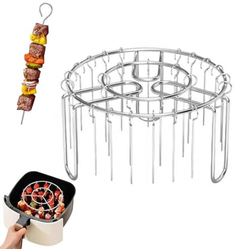 2025 Nuovo Griglia Friggitrice Ad Aria Spiedo Rack, Acciaio Inox BBQ Kabob Set,12 Spiedini Friggitrice Ad Aria Griglia,Griglia Barbecue In Acciaio Inox, Friggitrice Ad Aria Rotonda Appeso Spiedini