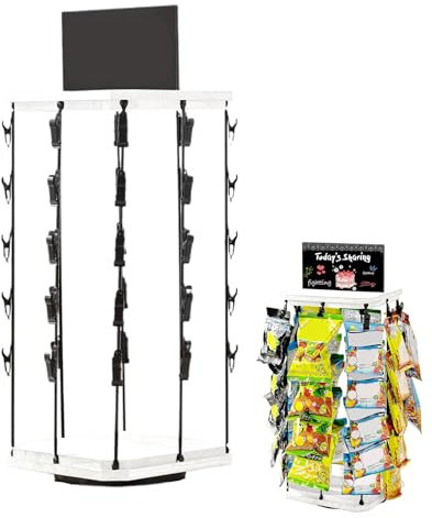 Mihauuke Snack-Präsentation Für Theke,Snack-Organizer Mit Holzständer - 360° Drehbarer Halter Mit Schreibtafel, Holzsockel Aufbewahrungsorganizer Süßigkeiten-Display Für Haushalt & Laden