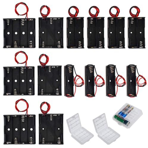 GTIWUNG 14 Pièces AA Support de Batterie 1/2/3/4 x 1,5V Battery Holder Box Case, Coupleur Pile AA Noir, 3 Pièces Boite Rangement Piles AA et AAA Stockage Coffre Transparent