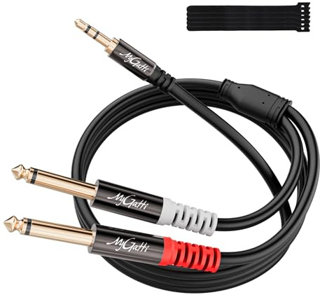 Mygatti 3m Cavo jack 3,5mm a 2x6,35mm, TRS Maschio a TS Maschio Mono Y Audio Cavo, OFC-Drahtkern, per Mixer,Chitarra,Amplificatore,Microfono,altoparlanti,laptop etc+5 fascette per cavi