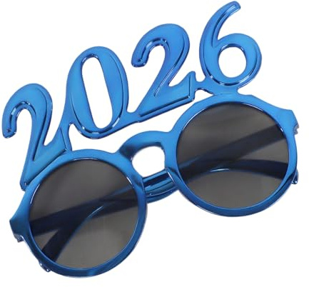 YIZITU Einzigartige 2026 Themen-Brille mit runden Gläsern für Feiertage, Veranstaltung, praktischer PC-Rahmen, Gesichtsformen, Weihnachten 2026, Partyzubehör