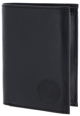 Oxmox Leder Geldbörse Leather RFID Protect Kombibörse Circle Bloom Embossed Black schwarz