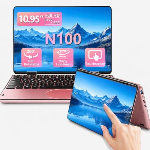 BINHENGLON - 11 2-in-1 Touchscreen Laptop, N150 Laptops, 16GB RAM, FHD 1920 x 1200 IPS, PC Win 11 Pro, Backlit Keyboard, WiFi, USB-C, HDMI, Oval Trackpad