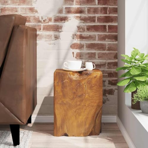 Hocker Massivholz Teak handgefertigt 30x30x40 cm braun rustikaler Schemel Fußhocker Beistelltisch klappbar platzsparend für Küche Balkon Garten Outdoor
