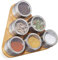 Relaxdays 10028836 Étagère Bambou, 6 Pots INOX, Support à épices, Rangement magnétique aimanté, Nature, argenté, 1 élément