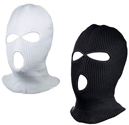 SUNTRADE 3-Loch Skimaske Gesichtsmaske Sturmhaube für Damen und Herren, 2er-Set Gr. Einheitsgröße (Schwarz + Weiß)