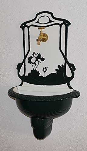 Graf von Gerlitzen Bassena Wandbrunnen Wand Brunnen Blumenampel Wasser Zapfstelle Antik Jugendstil FOU5-WG-kleiner kran