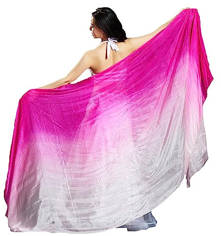 Leemiman Damen-Schleier, 2,5 m lang, Bauchtanz, Seide, handgefertigt, gefärbt, Rosa, Einheitsgröße