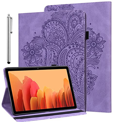 GLANDOTU Case for Samsung Galaxy Tab A8 10.5 inch 2021/2022 (SM-X200/SM-X205), Folio Flip Wallet PU Leather Cover with Stand and Pen Holder for Samsung Tab A8 Tablet Case (free Stylus Pen) - Purple