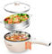 DEZIN Hot Pot Electric with Steamer Upgraded, Non-Stick Sauté Pan, Rapid Noodles Electric Pot, 1.5L Mini Pot for Steak, Egg, Fried Rice, Ramen, Oatmeal, Soup with Power Adjustment (Egg Rack Included)