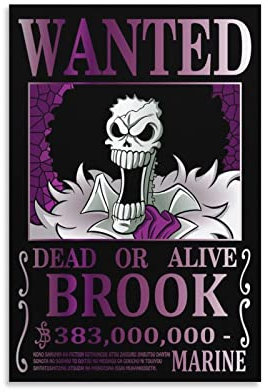 Anime One Piece Wanted Poster Brook Wandkunst Poster Drucke Wohnkultur Bild Leinwand Gemälde Poster 20 x 30 cm