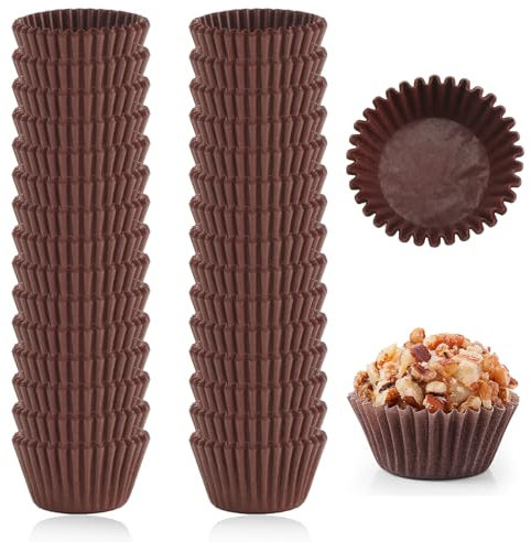 Lotbun Lot De 1000 Caissettes En Papier Pour Muffins,Mini Moules à Muffins En Papier Marron Pour Petits Cupcakes,Pour La Cuisson, Les Desserts, Les FêTes, Les Anniversaires Et Les Mariages.