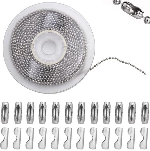 MIPIACE 10 Meter Kugelkette Edelstahl Perlen Rollenkette Silber Kugelkette Edelstahl mit 50 Passenden Anschlüssen Kugelketten 2.4 mm Durchmesser für DIY Schmuckherstellung Tags Kette Schlüsselanhänger