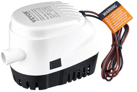 VEVOR Bomba de Sentina 1100 GPH 12 V Bomba de Agua de Sentina Sumergible Automática para Barcos con Interruptor de Flotador, Diámetro de Salida de 1,1 Pulgadas para Auto Barcos Estanques Piscinas