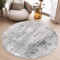 TAPISO Sky Rund Teppich Kurzflor Modern Beige Grau Hellgrau Vintage Meliert Verwischt Design Wohnzimmer Schlafzimmer 3D Optik ÖKOTEX 100 x 100 cm