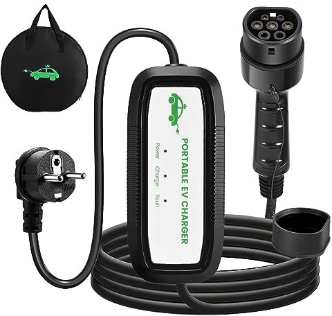 FNRIDS Chargeur Voiture Electrique 3,68kW [6m,16A] EV Chargeur Type 2 16A,Câble Recharge Voiture Electrique Type 2 avec Voyant LED,Cable Type 2 avec Sac de Rangement,Compatible Tous Les EV/PHEV