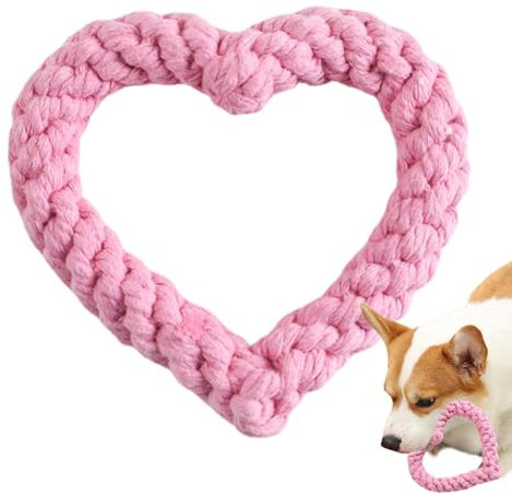 Wezalget Dog Heart Rope Toy, Indestructible Dog Toy, Valentine Dog Rope Toys, Heart Shape Pet Chew Toys for Small Medium Dogs, Teething and Cleaning
