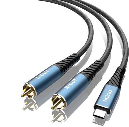 Tisino USB C to RCA Audio Cable(1m), Phono to USB TYPE C Jack Y-Splitter Stereo Cable for Laptop, Smartphone, Tablet to Home Theater, DVD, Amplifier, Speaker, Mixing Console Mixer