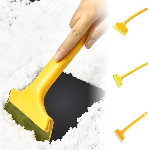 Eiskratzer Auto [3 Stück] - schnell, mühelos & schonend - Scheibenkratzer Auto Messing - effizient & sicher Schneekratzer Auto - Premium HIPS & Messingklinge (3pc)