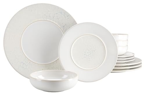 CreaTable, 24555, Serie Unico Toscania, 12-teiliges Geschirrset für 4 Personen, Teller Set aus Steinzeug, spülmaschinen- und mikrowellengeeignet, Made in Europe