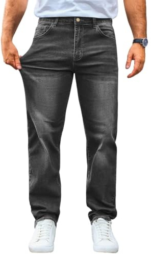 Runcati Jeans Homme Regular Fit Stretch Denim, Noir, M
