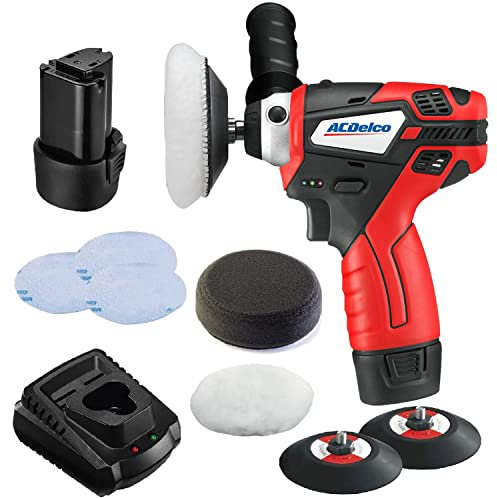 ACDelco G12 Series 12V Cordless 3 Mini Polisher Tool Set with 2 Li-ion Batteries, Charger, and Accessory Kit, ARS1212