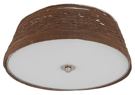 EGLO Deckenlampe Donado, Deckenleuchte, Stahl in weiss, nickel-matt | Papierfäden, Glas in braun, weiss E27 Fassung