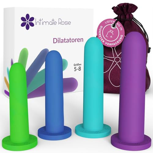 Intimate Rose Vaginaldilatatoren Set Größe 5-8, Silikon Vaginismus | Hautfreundliches Silikon, BPA-frei. Vier ansteigende Vaginaldehner der Größen 5-8 mit über 100 Videos und Supportgruppe.