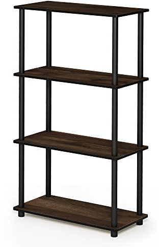 Furinno Turn-N-Tube 4-Stufe Mehrzweck-Regal, Columbia Walnut/Schwarz, 59.9 (Breite) x 109.9 (Höhe) x 29.7 (Tiefe) cm