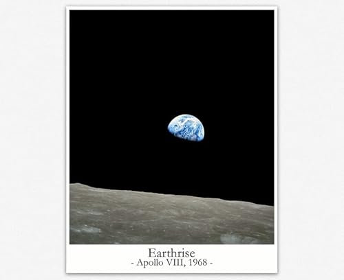 Earthrise Photo Astronomie Dekor | Weltraum-Poster for Kids Room & Galaxy Wall Decor | Weltraumdekorationen Schlafzimmer Geschenk Astronaught Earthrise Zimmerdekoration (21cm x 30cm)