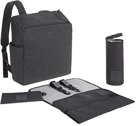 LÄSSIG Baby Wickelrucksack Wickeltasche mit Zubheör veganes Leder/Tender Backpack anthracite