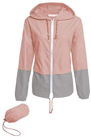 Hount Veste de pluie légère à capuche pour femme, imperméable, compressible, active (S-3XL), rose clair, Medium