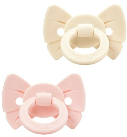 Elodie Details Binky Bow 2er-Pack Babyschnuller Silikon kiefergerecht, BPA-freier Schnuller mit orthodontischem Sauger, langlebig & sterilisierbar, für Babys & Neugeborene, 0-6 Monate, Weiß/Rosa