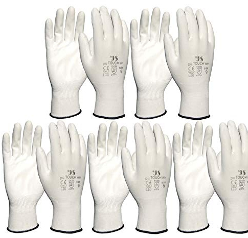 vasalat Arbeitshandschuh Staffl PU-Touch Schutzhandschuh weiß Größe 9/5 Paar