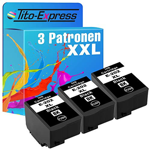 Tito-Express 3X Black Druckerpatronen Black XXL als Ersatz für Epson 202XL 202 XL | Für Epson Expression Premium XP-6000 XP-6005 XP-6100 XP-6105
