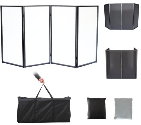 Sardoxx DJ-Fassade, DJ-Kabine, Weiß und Schwarz, mit Tragetasche, tragbare DJ-Event-Fassade, faltbare Abdeckung, Frontplatte, Video-Lichtprojektor, Display Scrim Panel