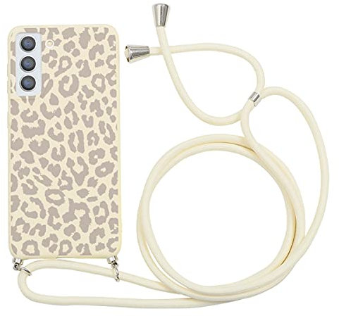 Yoedge 2 in 1 Handykette Handyhülle für Samsung Galaxy S21 FE (5G) 6,41 hülle,Silikon Motiv mit Kordel zum Umhängen,Verstellbarer Necklace,Vollkörperschutz Stoßfest Case für Samsung S21 FE 5G,Leopard